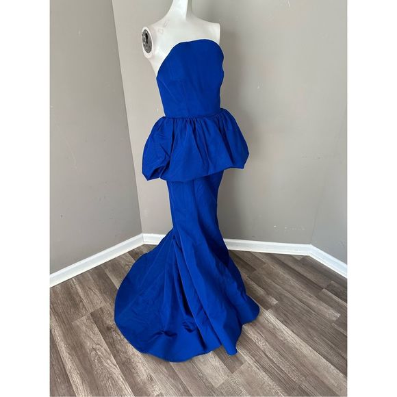 NWT JASON WU COLLECTION Strapless Balloon-Peplum Taffeta Gown US 4 $6195 - Picture 9 of 13